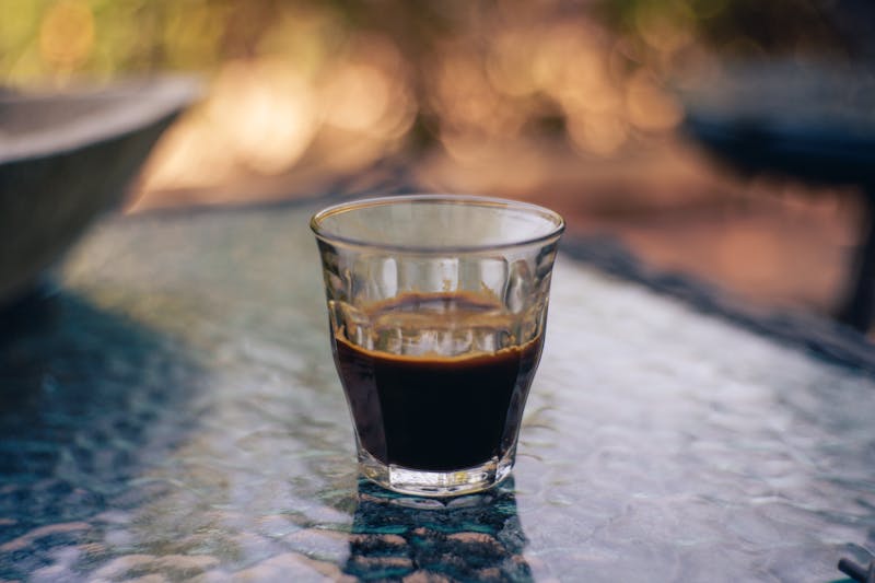 Italian double espresso in a ceramic cup